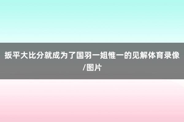 扳平大比分就成为了国羽一姐惟一的见解体育录像/图片
